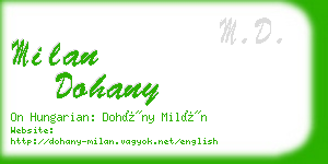 milan dohany business card